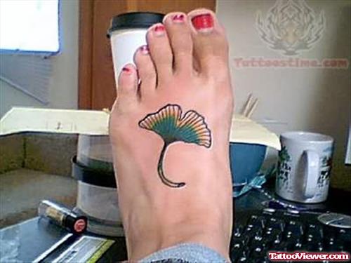 Leaf Tattoo On Foot For Girls