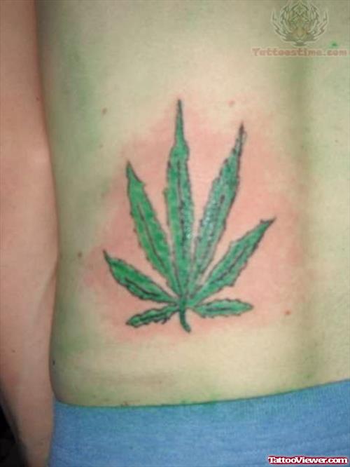 Pot Leaf Tattoo On Side Back