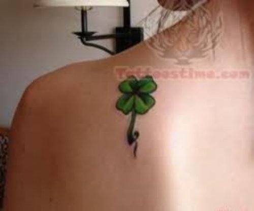 Back Shoulder Leaf Tattoo For Girls