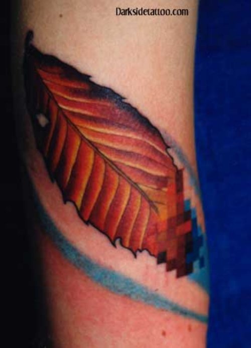 Color Leaf Tattoo on Sleeve