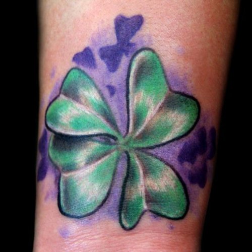 Green Ink Four Leaf Tattoo