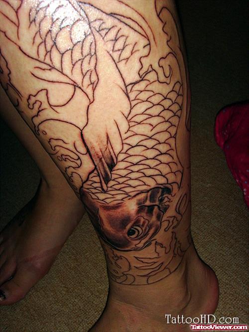 Koi Left Leg Tattoo