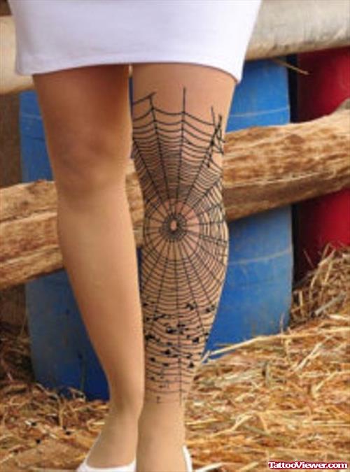 Spider Web Leg Tattoo