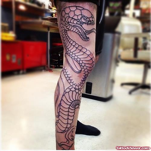 Outline Snake Leg Tattoo