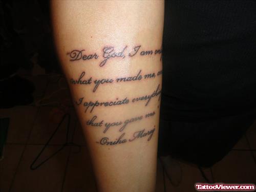 God Quote - Lettering Leg Tattoo