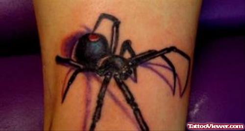 Black Widow Leg Tattoo