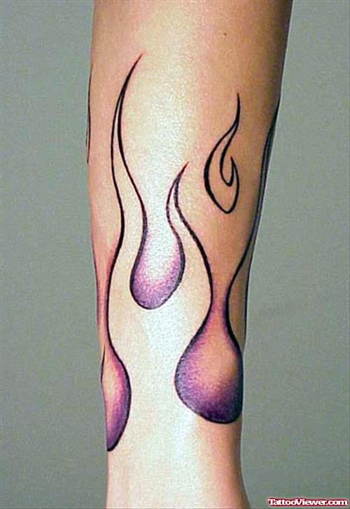 Tribal Flame Leg Tattoo