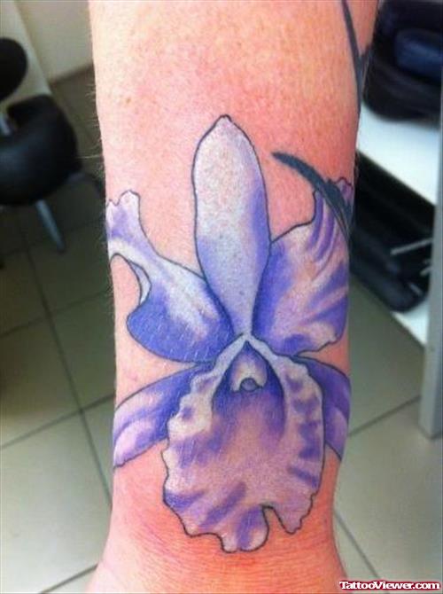 Purple Flower Leg Tattoo