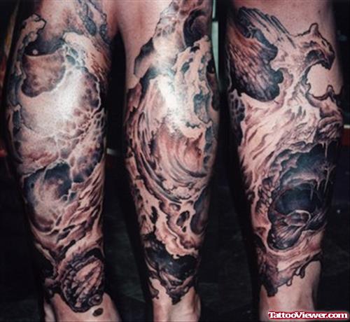 Amazing Grey Ink Leg Tattoos