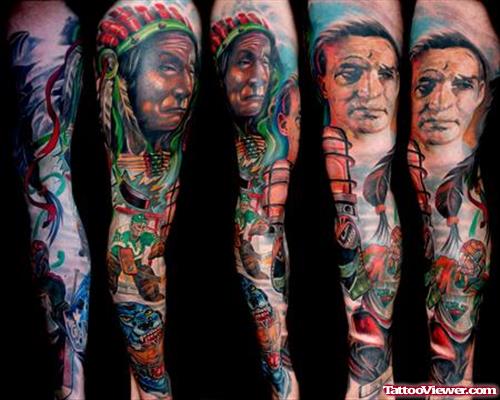 Beautiful Colored Leg Tattoos