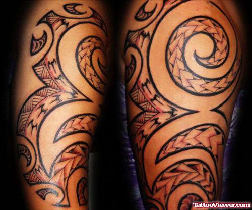 Awesome Samoan Tribal Leg Tattoo