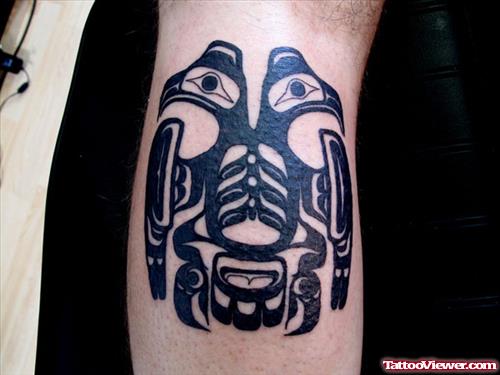 Attractive Grey Ink Leg Tattoo