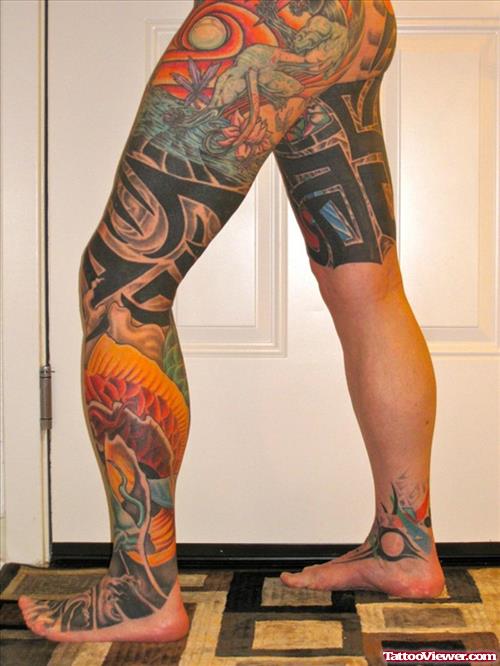 Colored Leg Tattoos For Men