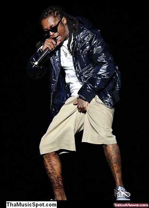 Awesome Lil Wayne Leg Tattoos