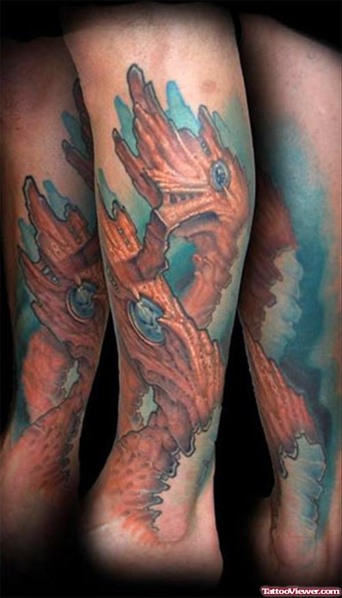 Amazing Colored Leg Tattoos