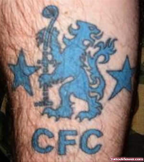 Sports CFC Tattoo On Leg