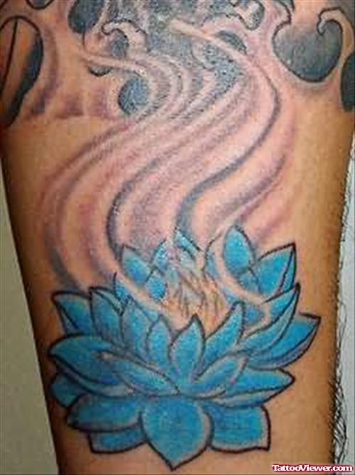 Blue Lotus Tattoo On Leg