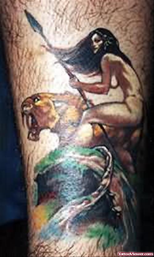 Warrior Tattoo On Leg