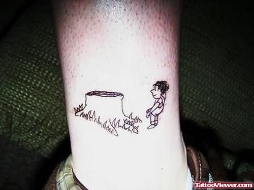 Tree Cut Tattoo On Leg