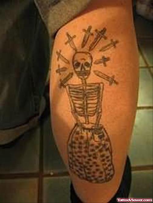 Skeleton Tattoo On Leg