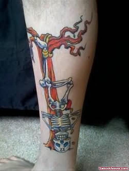 Skull Tattoos On Leg