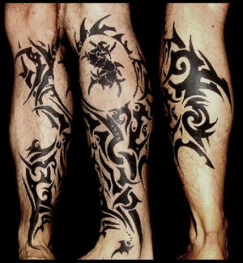 Attractive Tribal Leg Tattoo