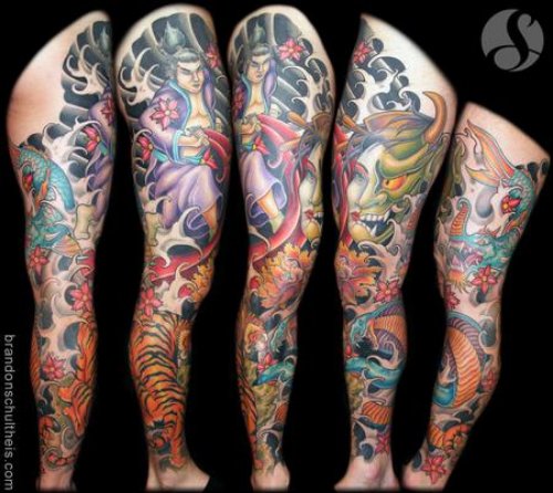 Japanese Yakuja Leg Tattoos