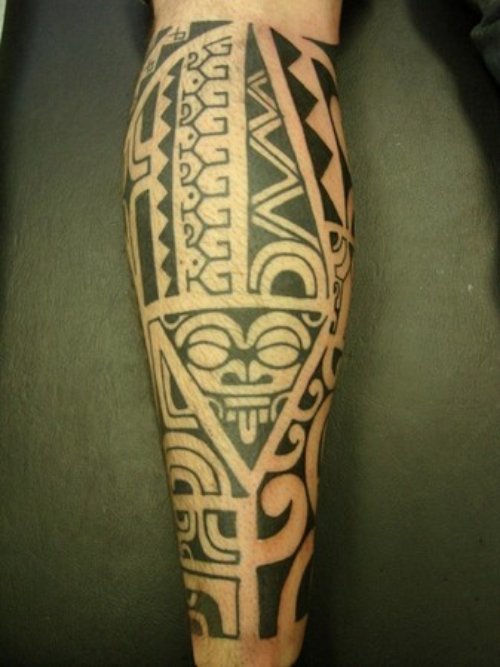 Polynesian Back Leg Tattoo