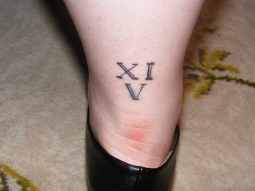 Roman Numerals Back Leg Tattoo