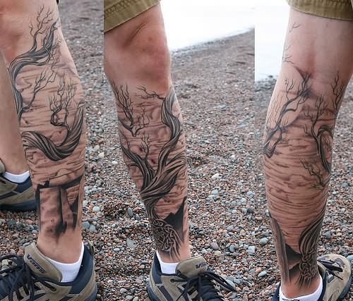 Trees Tattoos On Legs