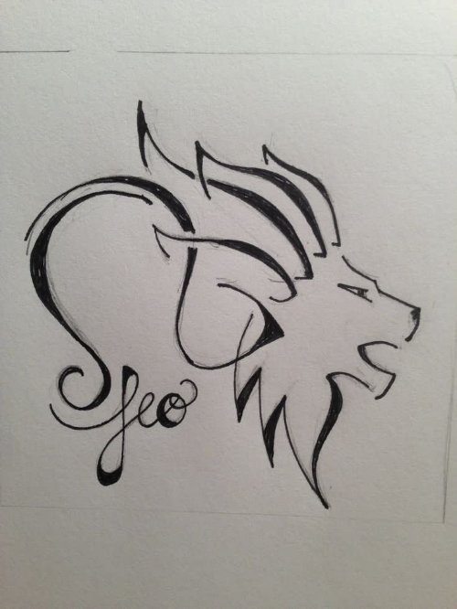 Tribal Lion Head And Leo Zodiac Tattoo Design