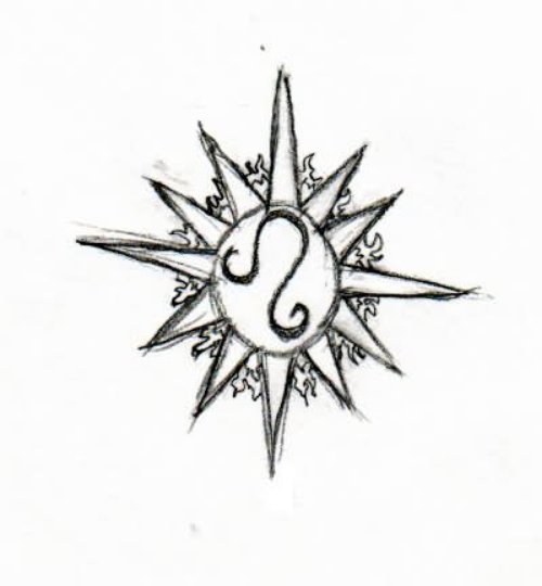 Leo Sign In Tribal Sun Tattoo Design