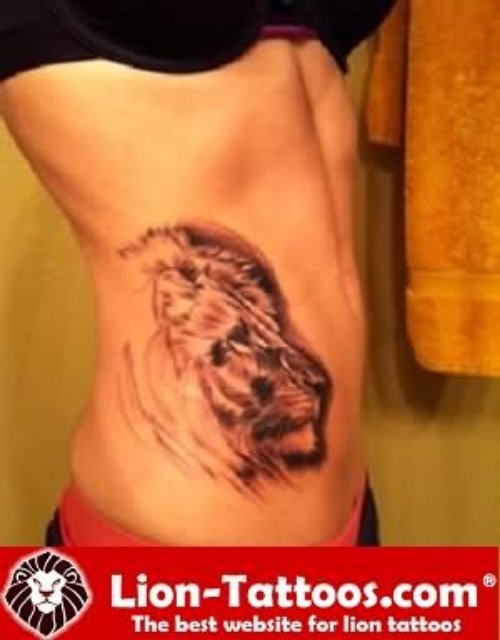 Leo Tattoo On Rib Cage For Girls