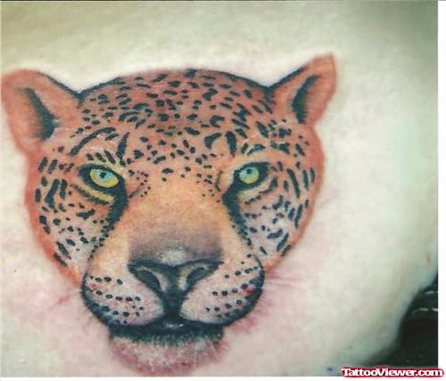 Full Color Leopard Tattoo On Hip