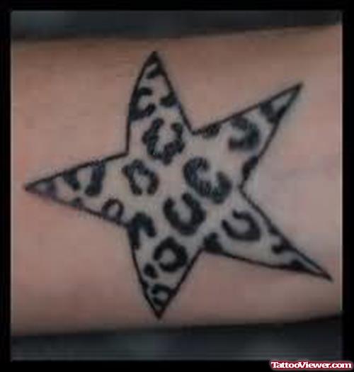Leopard Print Star Tattoo