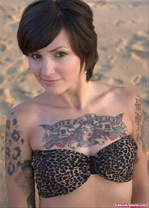 Beautiful Leopard Tattoo On Chest