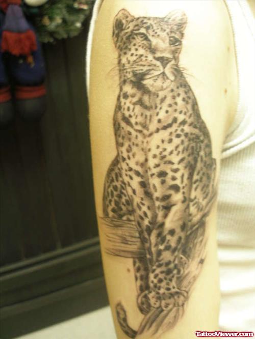 Big Leopard Tattoo On Sleeve