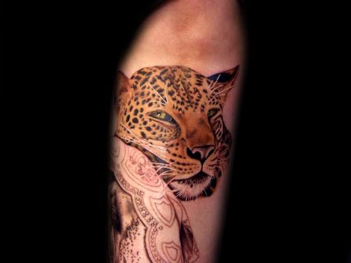 Large Leopard Head Tattoo