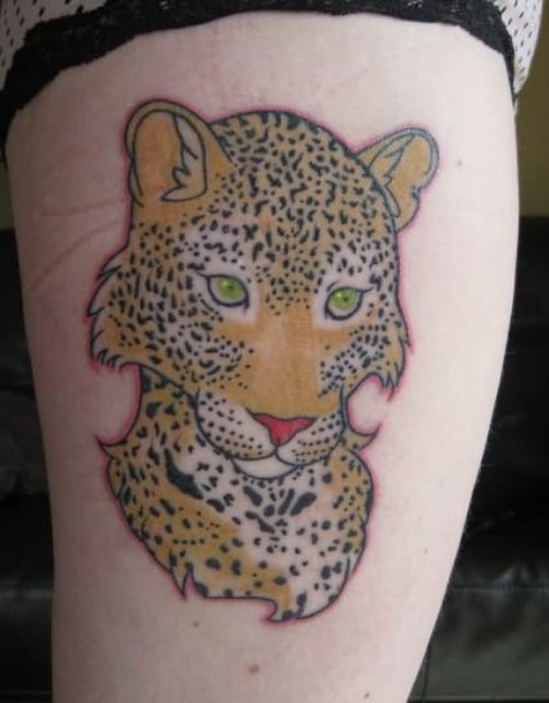 Beautiful Colour Leopard Tattoo