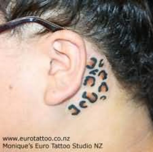 Leopard Skin Tattoo Behind Ear