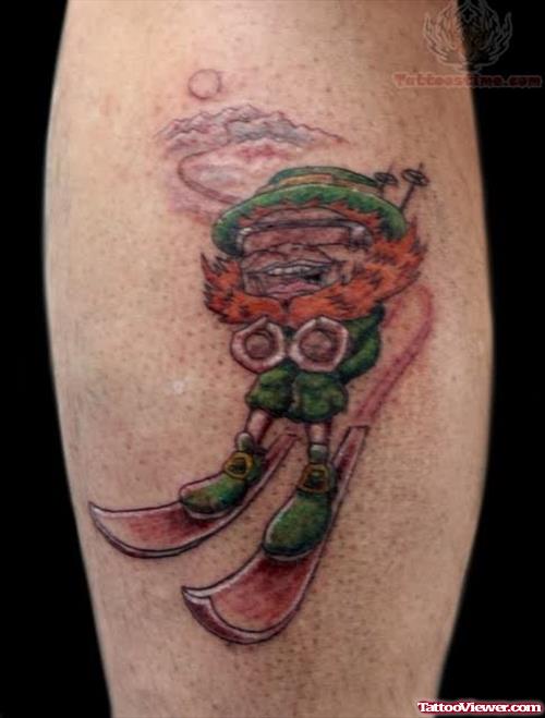 Leprechaun Skiing Tattoo