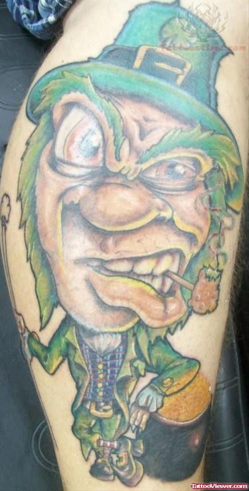 Leprechaun Funny Face Tattoo