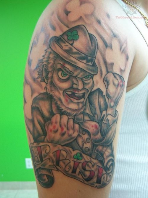 Irish Leprechaun Tattoo On Shoulder