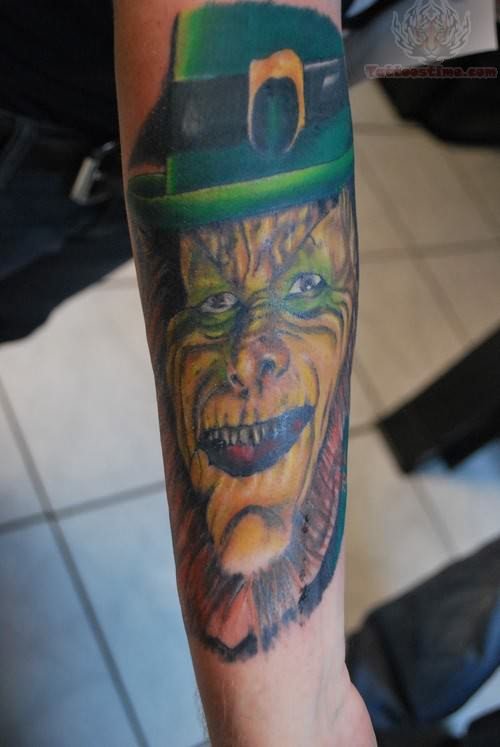 Leprechaun Head Tattoo On Arm