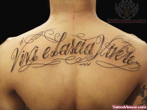 Lettering Tattoo On Back Body