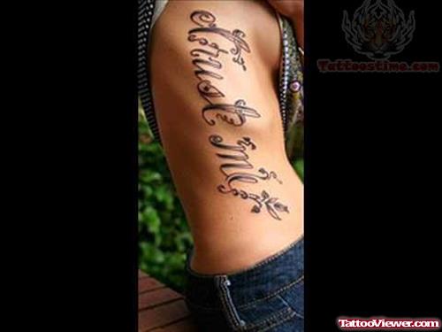Lettering Tattoo On Side Rib