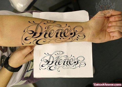 Forearm Name  Lettering Tattoo