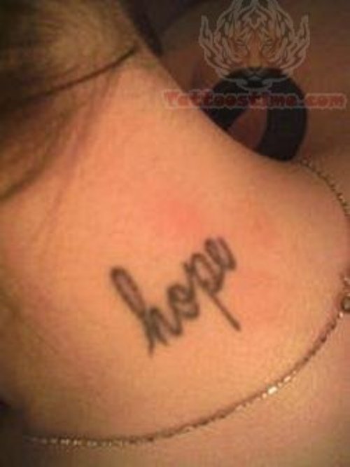Hope- Lettering Tattoo On Back Neck