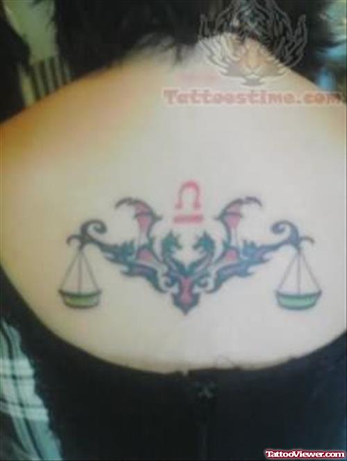Libra Tattoo For Upper  Back