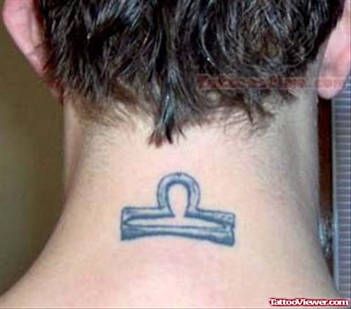 Elegant Libra Tattoo On Back Neck